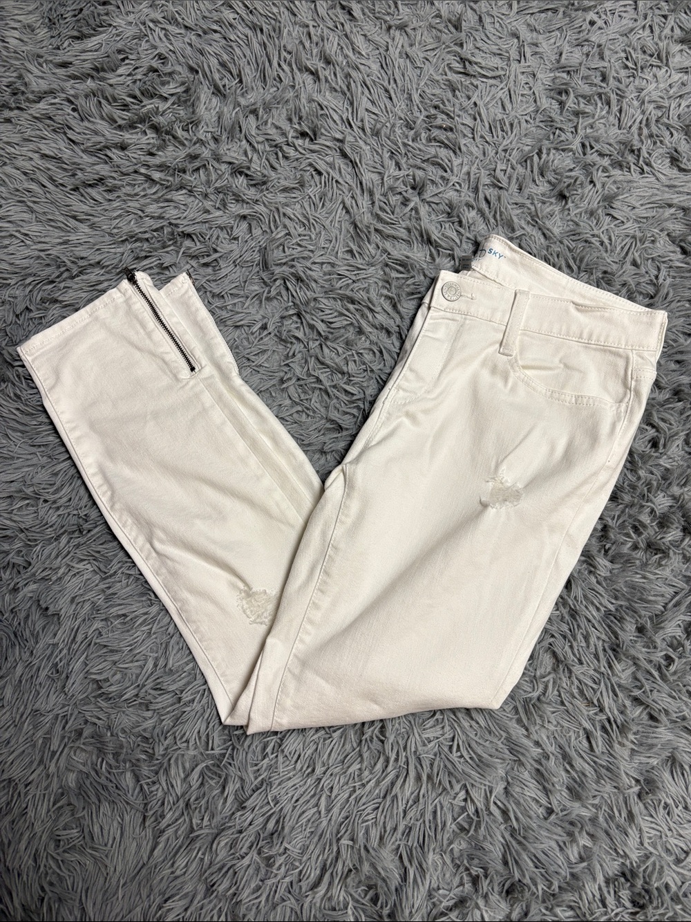 White belle sky Skinny Jeans with Ankle Zippers